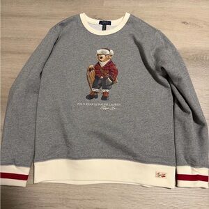 Polo by Ralph Lauren Gray and Cream Bear Sweater